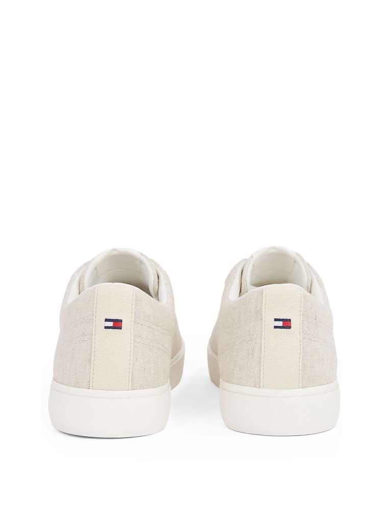 Tommy Hilfiger Natural 100% Linen High Vulcanised Low Core Chambray Trainers - Image 5 of 6