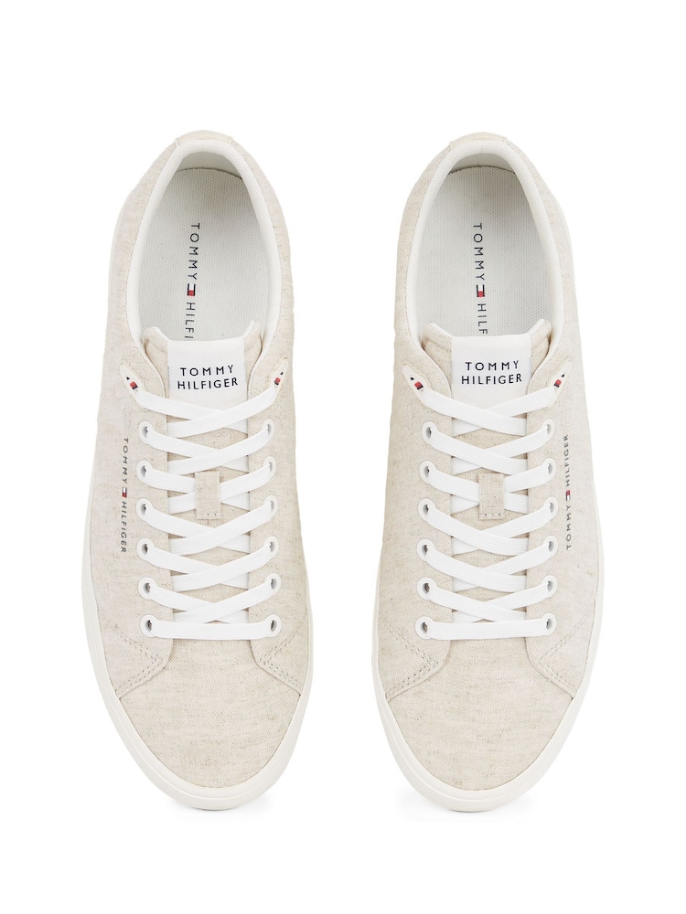 Tommy Hilfiger Natural 100% Linen High Vulcanised Low Core Chambray Trainers - Image 6 of 6
