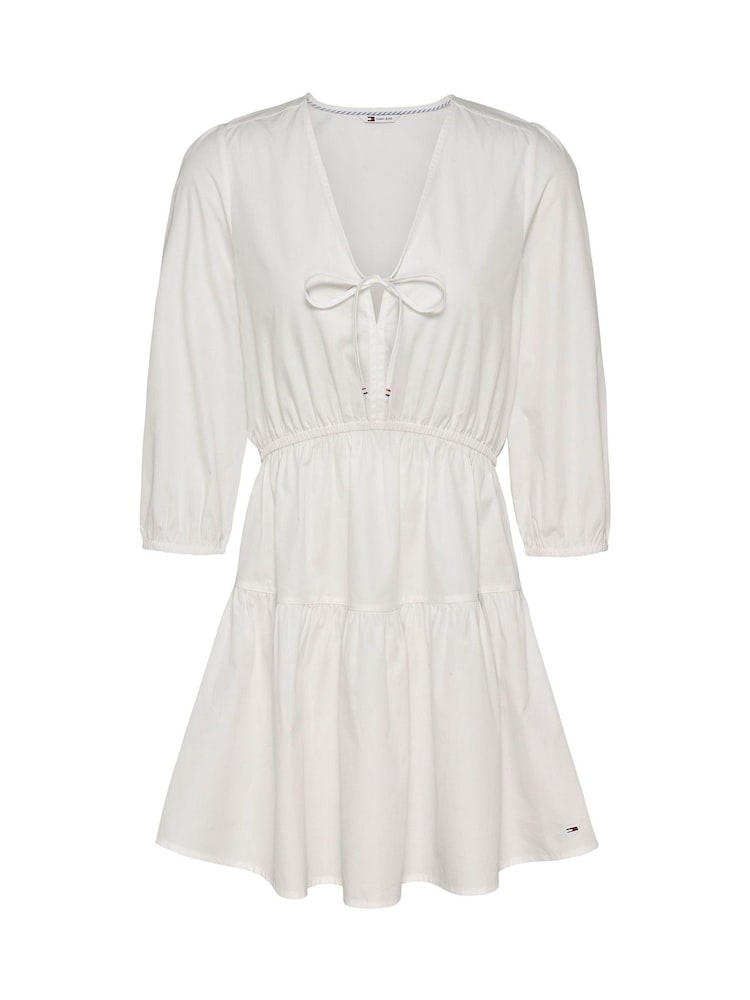 Tommy Jeans White Poplin Mini 100% Cotton Dress - Image 4 of 7