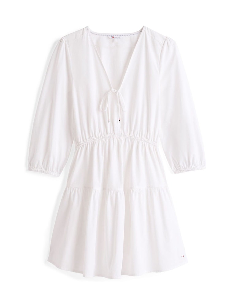 Tommy Jeans White Poplin Mini 100% Cotton Dress - Image 6 of 7