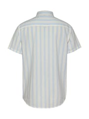 Tommy Jeans Blue Regular Fit Linen Blend Stripe Short Sleeve Shirt - Image 6 of 7
