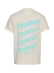 Tommy Jeans White Regular Fit Bubble Back Short Sleeve 100% Cotton T-Shirt - Image 6 of 7