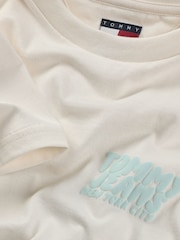 Tommy Jeans White Regular Fit Bubble Back Short Sleeve 100% Cotton T-Shirt - Image 7 of 7