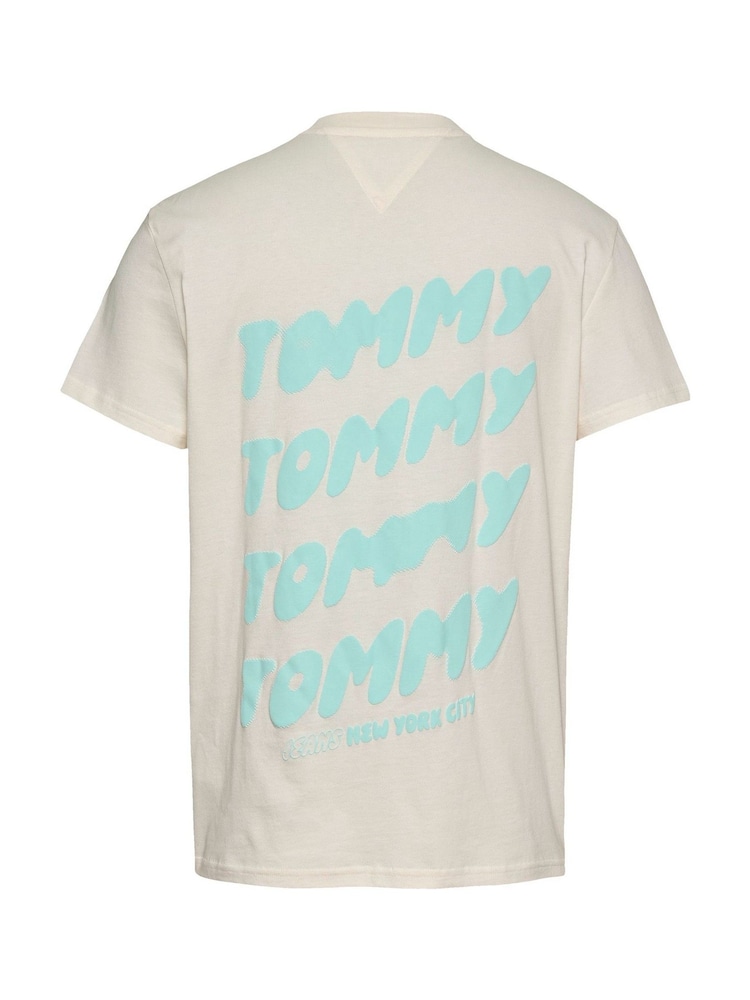 Tommy Jeans White Regular Fit Bubble Back Short Sleeve 100% Cotton T-Shirt - Image 7 of 7 Tommy Jeans White Regular Fit Bubble Back Short Sleeve 100% Cotton T-Shirt - Image 7 of 7