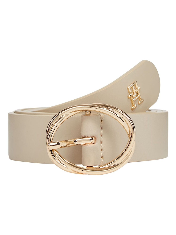 Tommy Hilfiger Cream Chic Leather Belt - Image 1 of 1 Tommy Hilfiger Cream Chic Leather Belt - Image 1 of 1