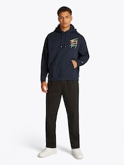 Albastru - Hanorac Tommy Jeans Signature cu croi lejer din bumbac 100% - Image 2 of 7