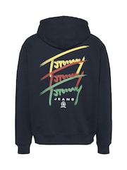 Albastru - Hanorac Tommy Jeans Signature cu croi lejer din bumbac 100% - Image 6 of 7