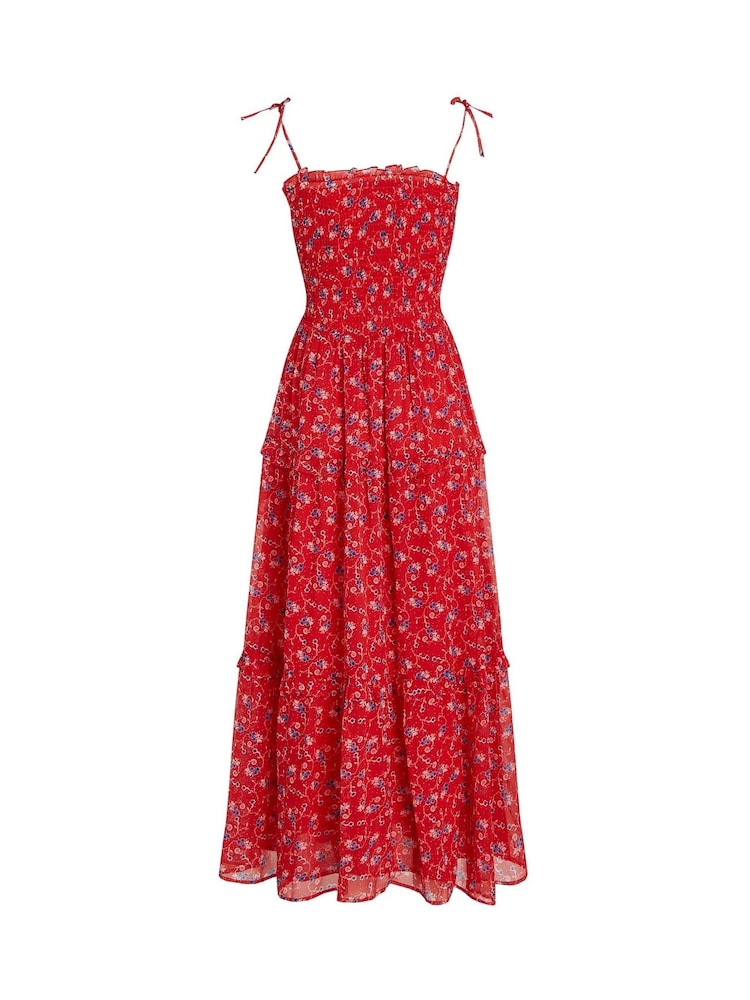 Tommy Jeans Red Chiffon Maxi Dress - Image 6 of 6