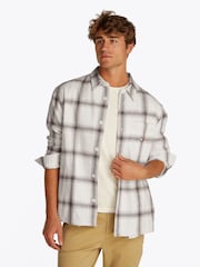 Tommy Jeans White 100% Cotton Slub Check Overshirt - Image 1 of 7