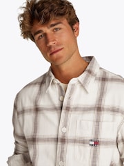 Tommy Jeans White 100% Cotton Slub Check Overshirt - Image 4 of 7