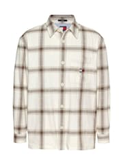 Tommy Jeans White 100% Cotton Slub Check Overshirt - Image 5 of 7