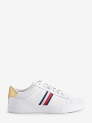 Tommy Hilfiger Grey 100% Linen High Vulcanised Low Core Chambray Trainers - Image 1 of 1