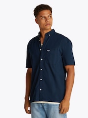 Tommy Jeans Blue Regular Fit Seersucker Short Sleeve 100% Cotton Shirt - Image 1 of 7