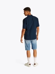 Tommy Jeans Blue Regular Fit Seersucker Short Sleeve 100% Cotton Shirt - Image 3 of 7