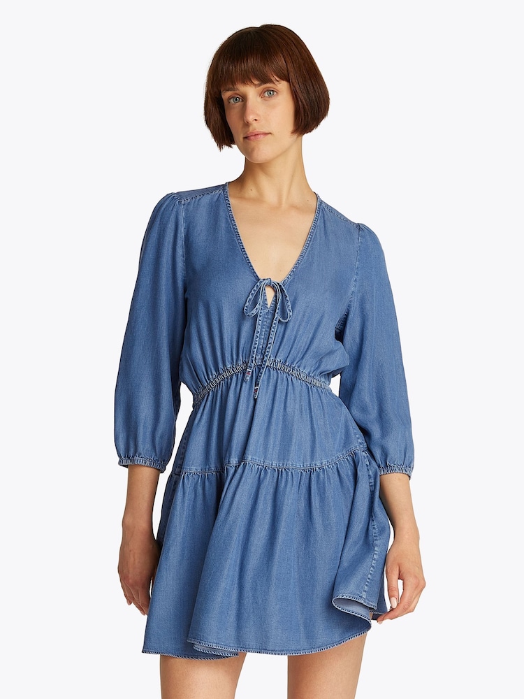 Tommy Jeans Blue Chambray Mini Dress - Image 1 of 7