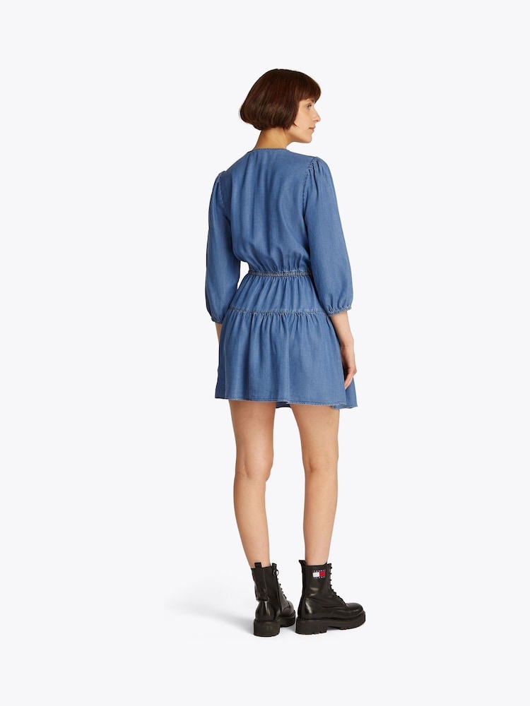 Tommy Jeans Blue Chambray Mini Dress - Image 3 of 7