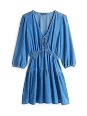 Tommy Jeans Blue Chambray Mini Dress - Image 4 of 7