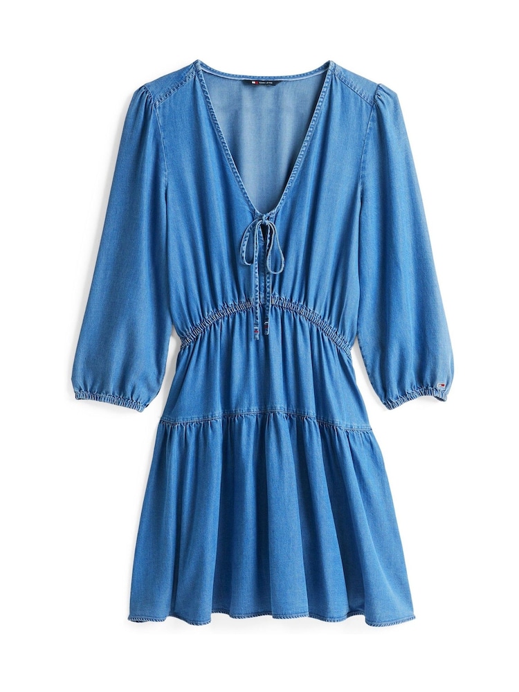 Tommy Jeans Blue Chambray Mini Dress - Image 4 of 7