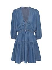 Tommy Jeans Blue Chambray Mini Dress - Image 5 of 7