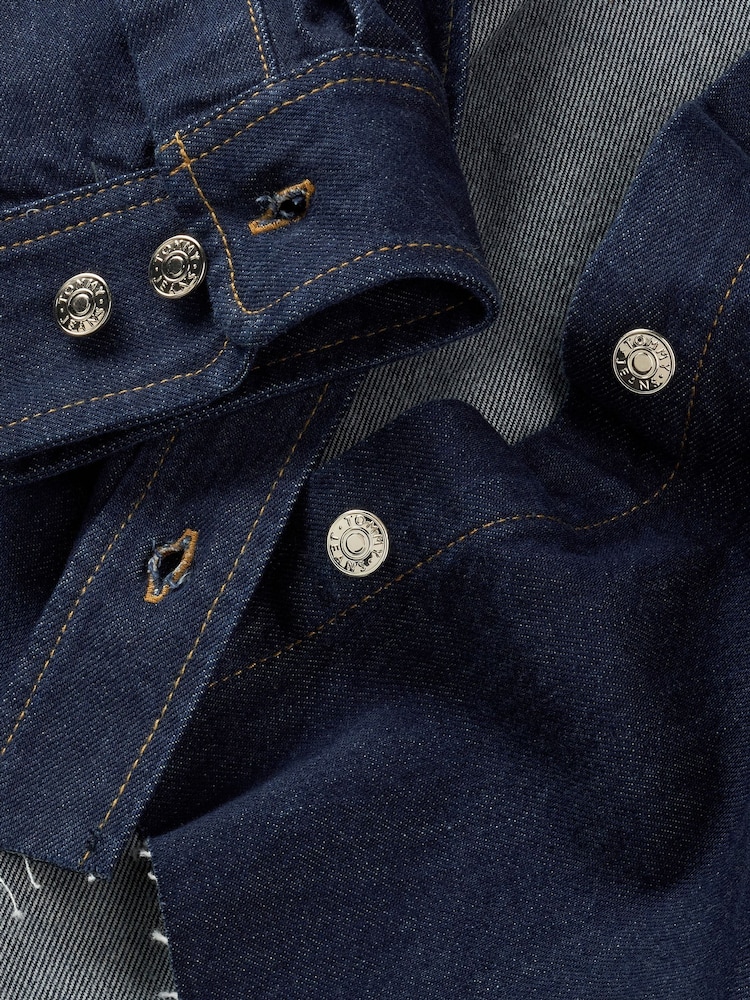 Tommy Jeans Blue Cropped Denim Shirt Jacket - Image 8 of 8