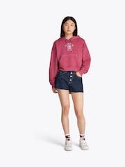 Tommy Jeans Red Boxy Cropped Varsity 100% Cotton Sweat Top - Image 2 of 7