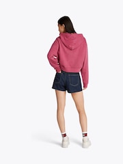 Tommy Jeans Red Boxy Cropped Varsity 100% Cotton Sweat Top - Image 3 of 7