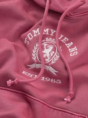 Tommy Jeans Red Boxy Cropped Varsity 100% Cotton Sweat Top - Image 7 of 7
