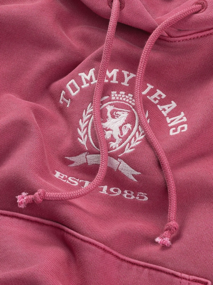 Tommy Jeans Red Boxy Cropped Varsity 100% Cotton Sweat Top - Image 7 of 7