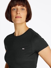 Tommy Jeans Black Slim Crew Neck 100% Cotton T-Shirt - Image 4 of 7