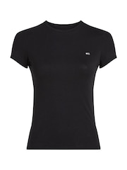 Tommy Jeans Black Slim Crew Neck 100% Cotton T-Shirt - Image 5 of 7