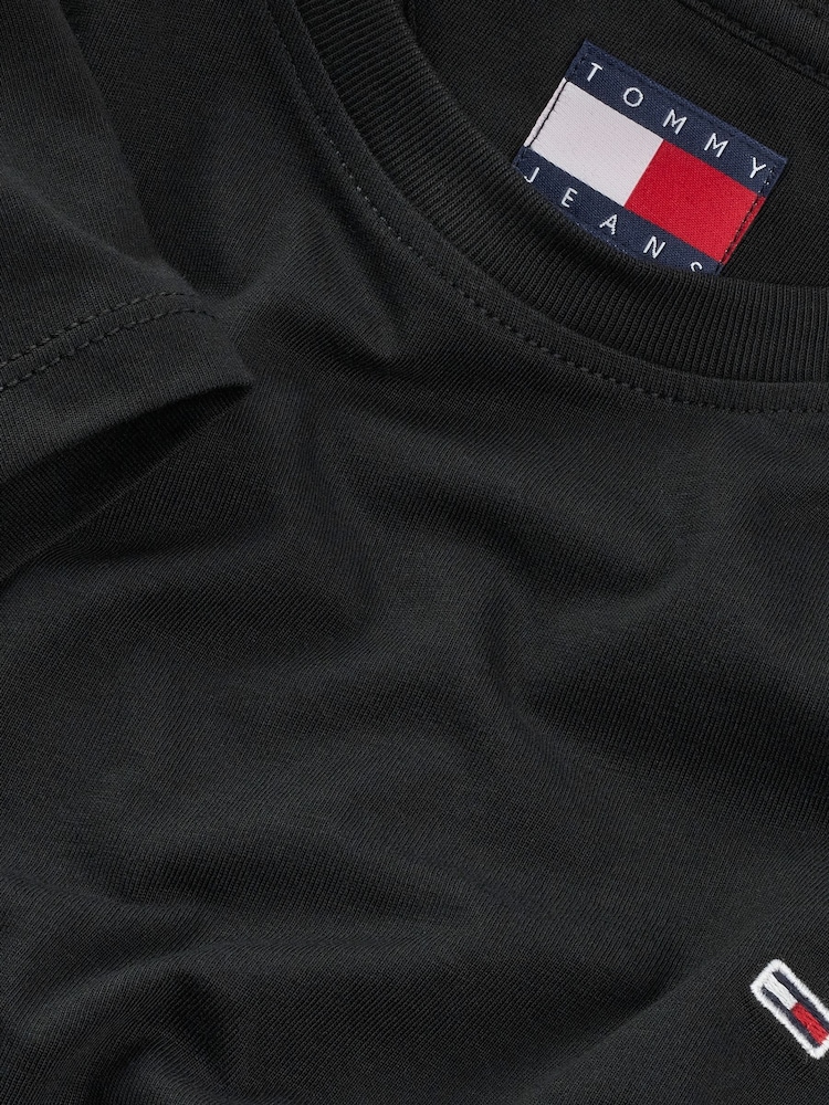 Tommy Jeans Black Slim Crew Neck 100% Cotton T-Shirt - Image 7 of 7
