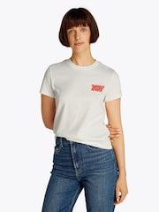 Tommy Jeans White Regular Fit Bubble 100% Cotton T-Shirt - Image 1 of 7