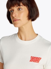 Tommy Jeans White Regular Fit Bubble 100% Cotton T-Shirt - Image 4 of 7