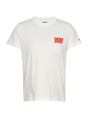 Tommy Jeans White Regular Fit Bubble 100% Cotton T-Shirt - Image 5 of 7