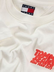 Tommy Jeans White Regular Fit Bubble 100% Cotton T-Shirt - Image 7 of 7