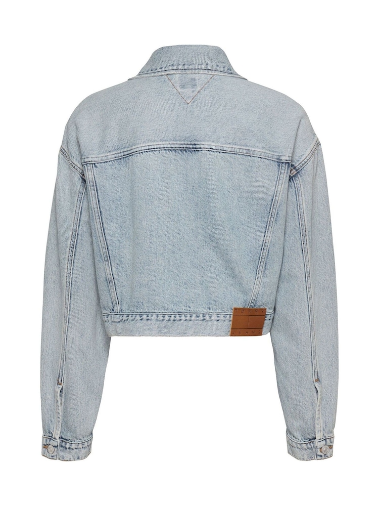 Tommy Jeans Blue Oversized Crop Trucker Jacket - Image 6 of 7