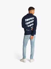 Tommy Jeans Blue Regular Fit Mock Neck Quarter Zip 100% Cotton Sweatshirt - Image 3 of 7