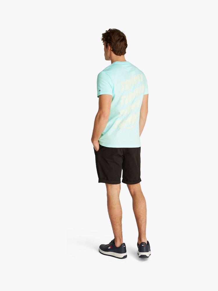 Tommy Jeans Blue Regular Fit Bubble Back Short Sleeve 100% Cotton T-Shirt - Image 1 of 6 Tommy Jeans Blue Regular Fit Bubble Back Short Sleeve 100% Cotton T-Shirt - Image 1 of 6
