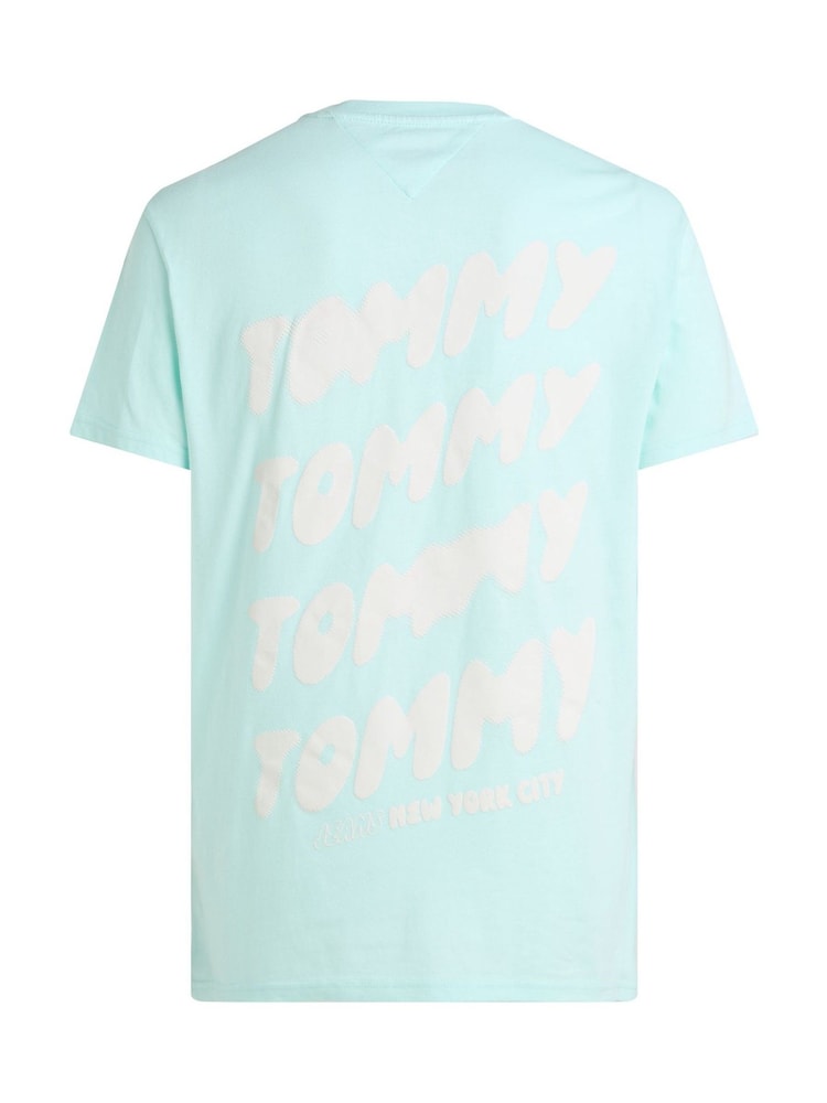 Tommy Jeans Blue Regular Fit Bubble Back Short Sleeve 100% Cotton T-Shirt - Image 6 of 6