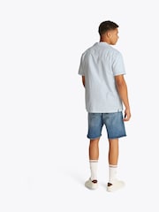 Tommy Jeans Blue Linen Blend Short Sleeve Shirt - Image 3 of 7