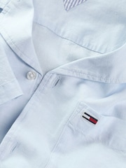 Tommy Jeans Blue Linen Blend Short Sleeve Shirt - Image 7 of 7