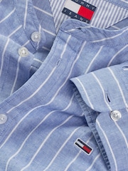 Рубашка в полоску из ткани с добавлением льна Tommy Jeans - Изображение 7 из 7