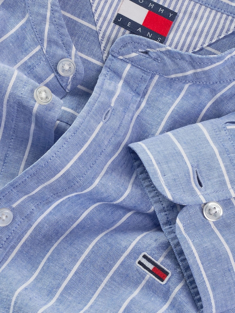 Рубашка в полоску из ткани с добавлением льна Tommy Jeans - Изображение 7 из 7