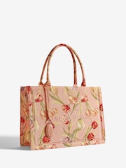 Love & Roses Pink Large Embridered Structured Tote Bag - Image 3 of 6