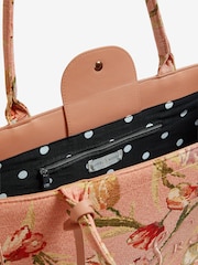 Love & Roses Pink Large Embridered Structured Tote Bag - Image 5 of 6