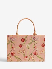 Love & Roses Pink Large Embridered Structured Tote Bag - Image 6 of 6