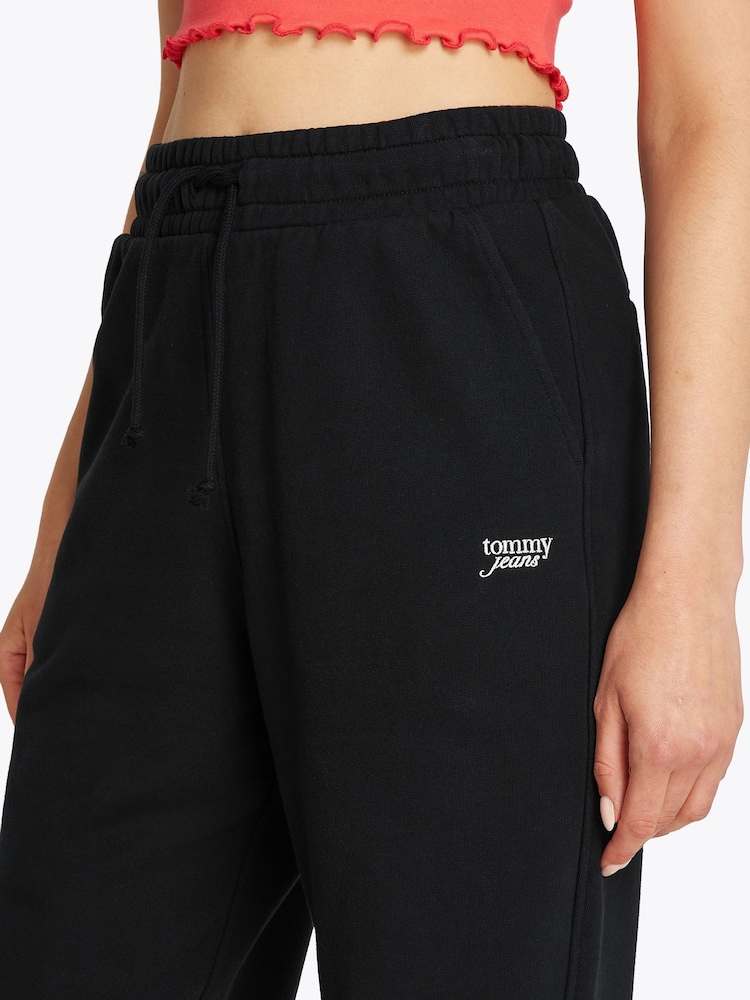Tommy Jeans Black Script 100% Cotton Joggers - Image 4 of 7