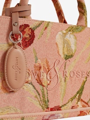Love & Roses Pink Mini Embridered Structured Tote Bag - Image 4 of 6