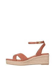 Tommy Hilfiger Brown Leather And Suede Mid Wedge Espadrilles - Image 2 of 5