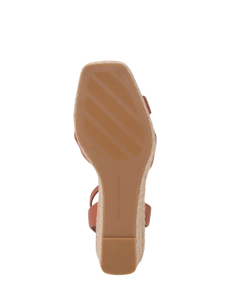 Tommy Hilfiger Brown Leather And Suede Mid Wedge Espadrilles - Image 5 of 5